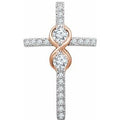 14K White/Rose Gold 1/3 CTW Natural Diamond Cross Pendant