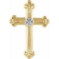 14K Yellow/White Gold .005 CT Natural Diamond Cross Lapel Pin