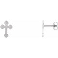 14K White Gold Cross Earrings