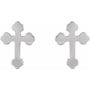 14K White Gold Cross Earrings