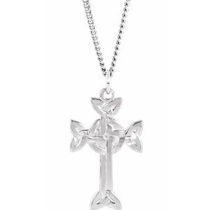 Sterling Silver Celtic-Inspired Cross 24" Necklace
