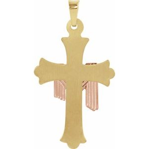 14K Yellow Gold/Rose 25.5x18 mm Cross with Robe Pendant