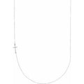 14K White Gold .04 CTW Natural Diamond Off-Center Sideways Cross 16" Necklace
