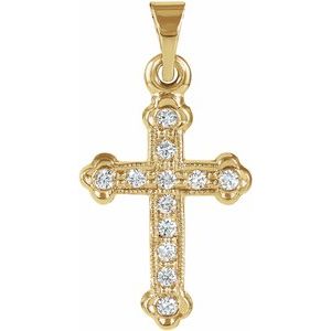 14K Yellow Gold 1/10 CTW Natural Diamond Cross Pendant