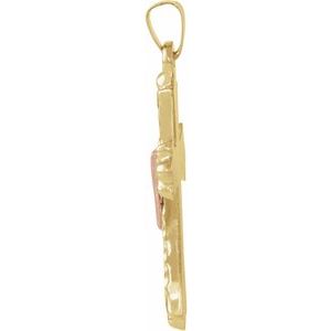 14K Yellow Gold/Rose 25.5x18 mm Cross with Robe Pendant