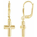 14K Yellow Gold Cross Lever Back Earrings