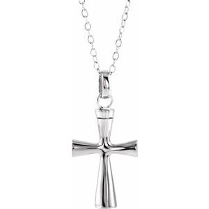 10K White Gold Cross Ash Holder Pendant