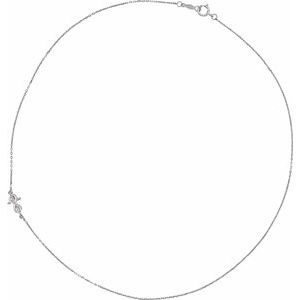 14K White Gold Infinity-Inspired Off-Center Sideways Cross 16" Necklace