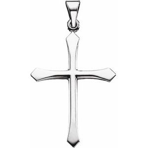 14K White Gold 28.5x21 mm Cross Pendant