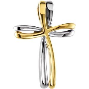 14K Yellow/White Gold 27x19 mm Cross Pendant