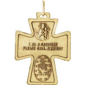 14K Yellow Gold 28x23.5 mm Four-Way Cross Medal