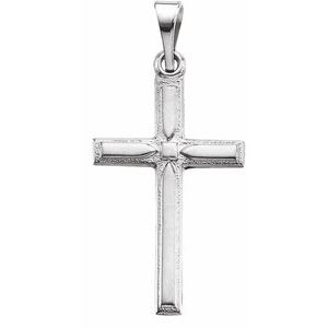 14K White Gold 19x12.5 mm Cross Pendant