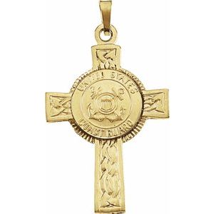14K Yellow Gold U.S. Coast Guard Cross Pendant