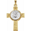 14K Yellow/White Gold St. Michael Cross Pendant