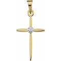 14K Yellow/White Gold .005 CT Natural Diamond Cross Pendant