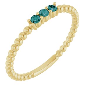 14K Yellow Gold Lab-Grown Alexandrite Beaded Ring