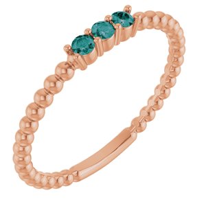 14K Rose Gold Lab-Grown Alexandrite Beaded Ring