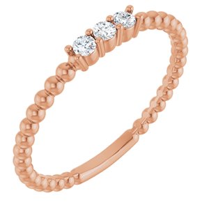 14K Rose Gold 1/10 CTW Natural Diamond Beaded Ring