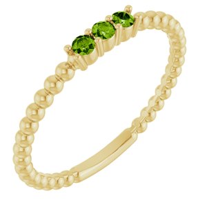 14K Yellow Gold Natural Peridot Beaded Ring