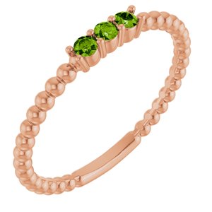 14K Rose Gold Natural Peridot Beaded Ring