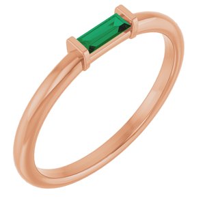 14K Rose Gold Lab-Grown Emerald Stackable Ring