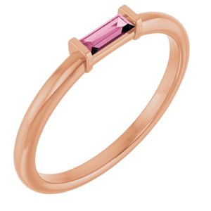14K Rose Gold Natural Pink Tourmaline Stackable Ring