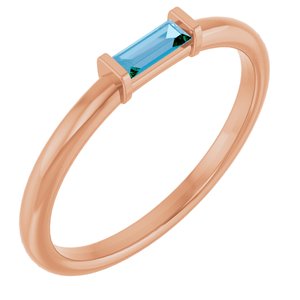 14K Rose Gold Natural Swiss Blue Topaz Stackable Ring