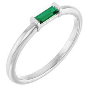 14K White Gold Lab-Grown Emerald Stackable Ring
