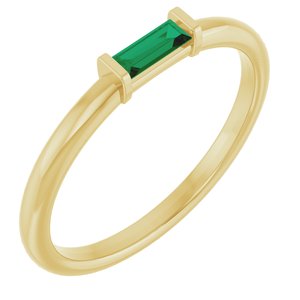 14K Yellow Gold Lab-Grown Emerald Stackable Ring