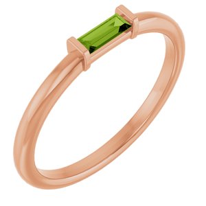 14K Rose Gold Natural Peridot Stackable Ring