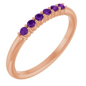 14K Rose Gold Natural Amethyst Stackable Ring  