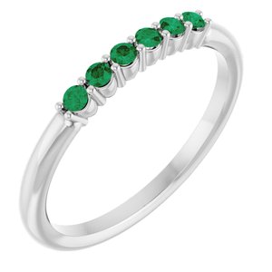 Sterling Silver Natural Emerald Stackable Ring
