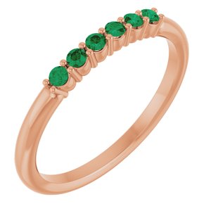 14K Rose Gold Natural Emerald Stackable Ring
