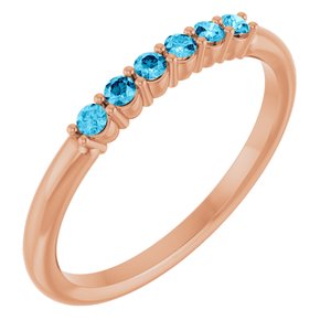 14K Rose Gold Natural Aquamarine Stackable Ring