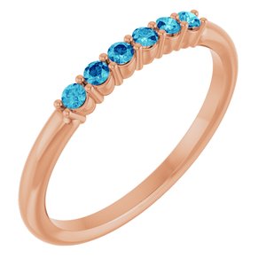 14K Rose Gold Natural Blue Zircon Stackable Ring       