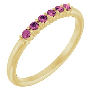 14K Yellow Gold Natural Pink Tourmaline Stackable Ring