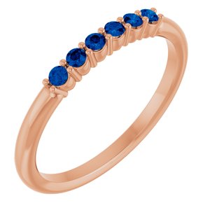 14K Rose Gold Natural Blue Sapphire Stackable Ring