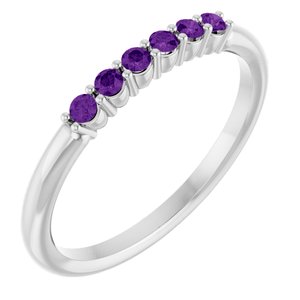 Sterling Silver Natural Amethyst Stackable Ring  