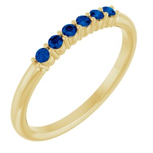 14K Yellow Gold Natural Blue Sapphire Stackable Ring