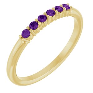 14K Yellow Gold Natural Amethyst Stackable Ring