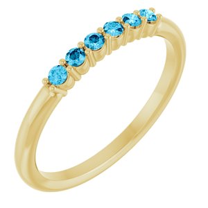 14K Yellow Gold Natural Aquamarine Stackable Ring