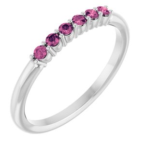 Sterling Silver Natural Pink Tourmaline Stackable Ring