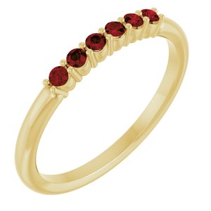 14K Yellow Gold Natural Mozambique Garnet Stackable Ring   