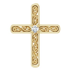 Sculptural Solitaire Cross Pendant