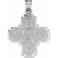 14K White Gold 25x25 mm Hollow Four-Way Cross Medal