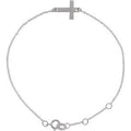 14K White Gold Engravable Cross 6 1/2-7 1/2" Bracelet