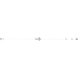 14K White Gold Engravable Cross 6 1/2-7 1/2" Bracelet