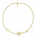 14K Yellow Gold Imitation White Cubic Zirconia Sideways Youth Cross 5 1/2" Bracelet