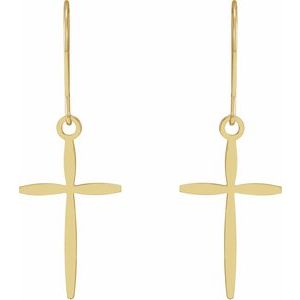 14K Yellow Gold Cross Earrings