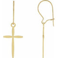14K Yellow Gold Cross Earrings